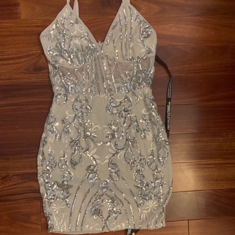 Silver sequin bodycon dress